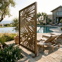 Our outdoor stainless privacy screen detail in a garden setting.
